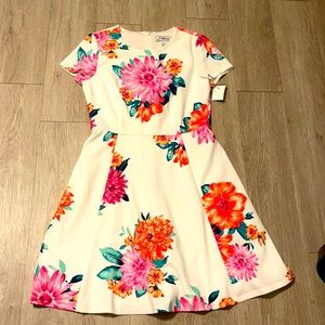 White dress with pink flowers